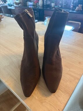 Jessica Simpson Brown Suede Pointed Toe Ankle Booties with Side Zip